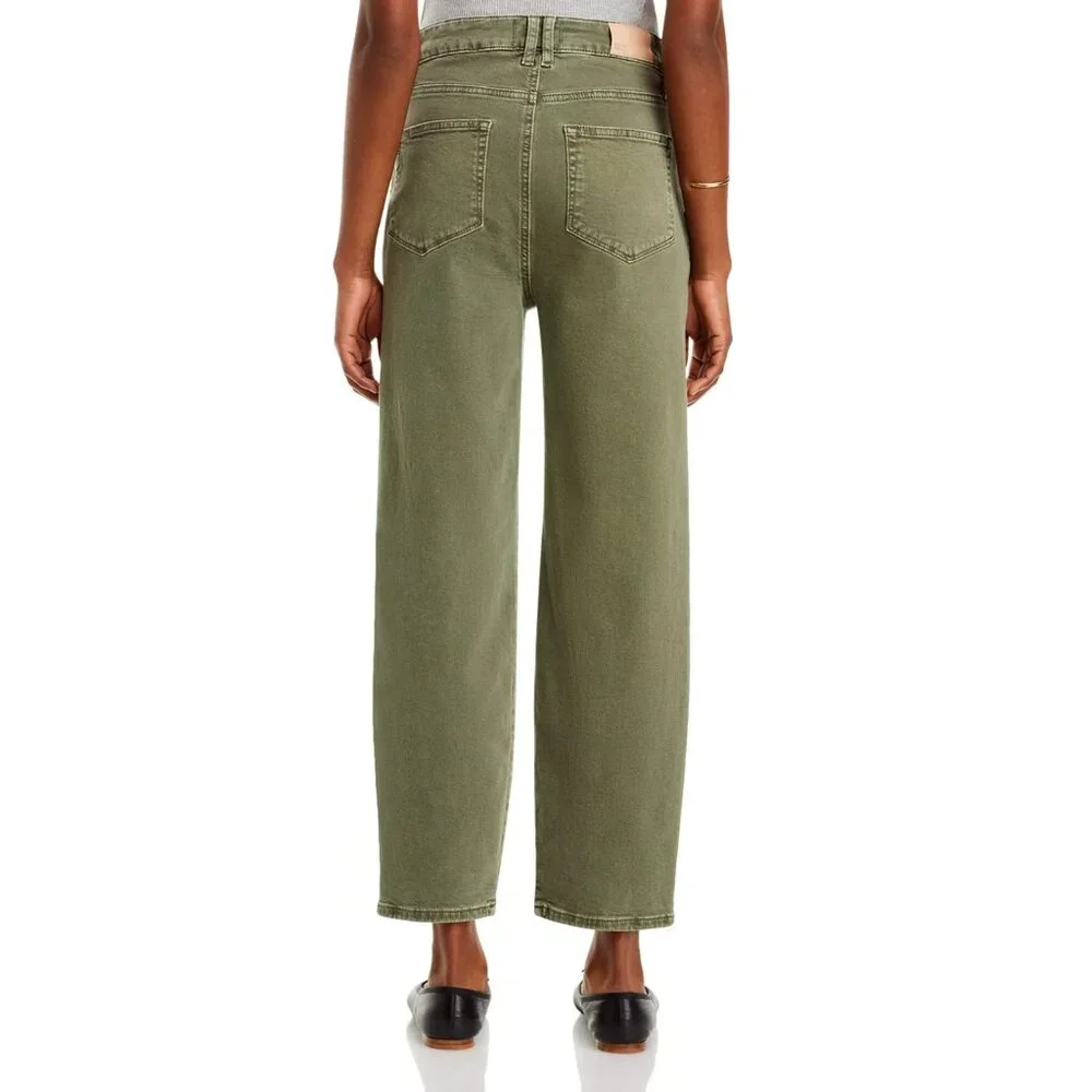 Paige Alexis Cargo Barrel Leg In Vintage Ivy Green Jeans Cotton Blend Denim 25 - Picture 5 of 12